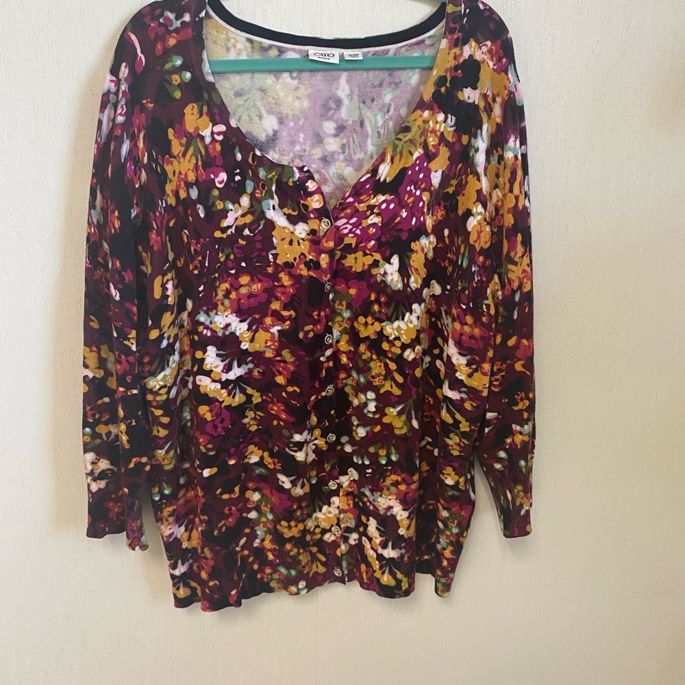 Cato Purple Pink Graphic 3/4 Sleeve Blouse